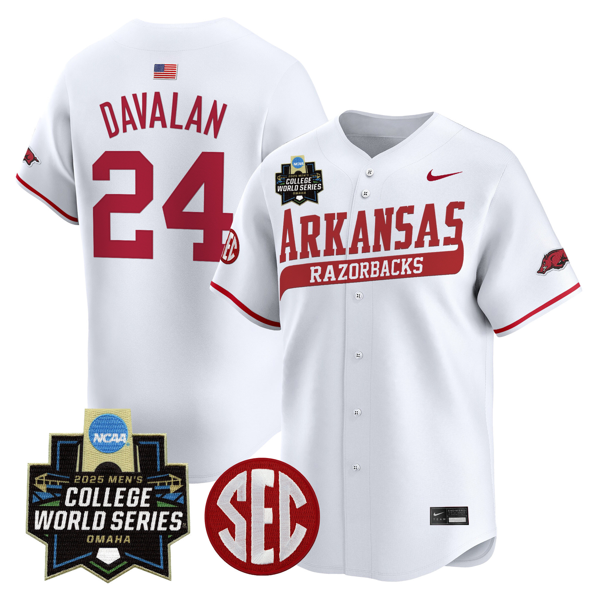 Youth's Arkansas Razorbacks 2025 World Series Vapor Premier Limited Jersey - All Stitched