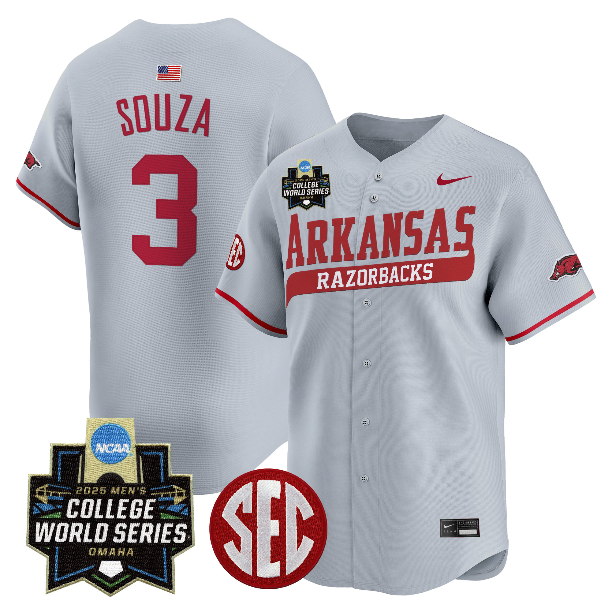 Youth's Arkansas Razorbacks 2025 World Series Vapor Premier Limited Jersey - All Stitched
