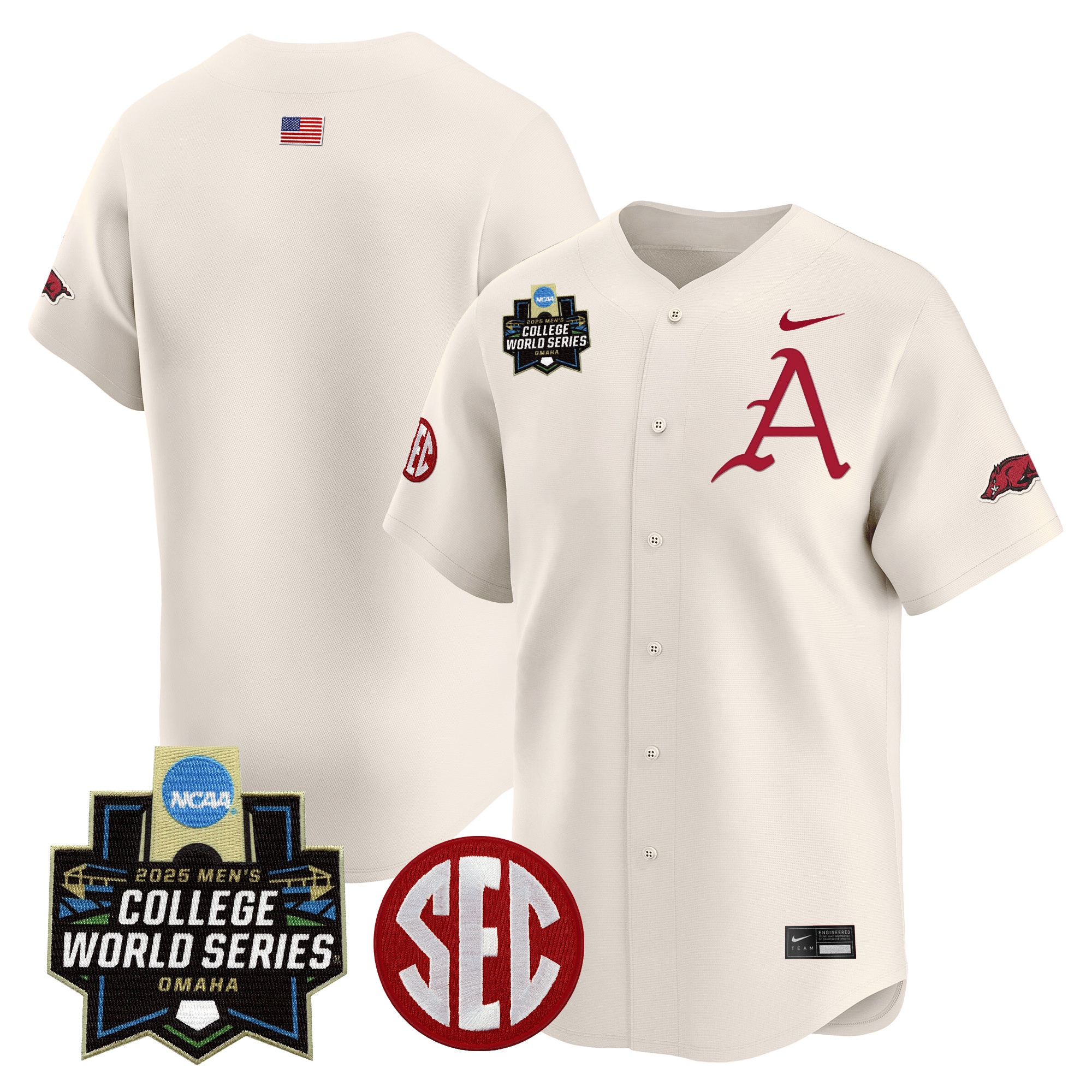Youth's Arkansas Razorbacks 2025 World Series Vapor Premier Limited Jersey - All Stitched