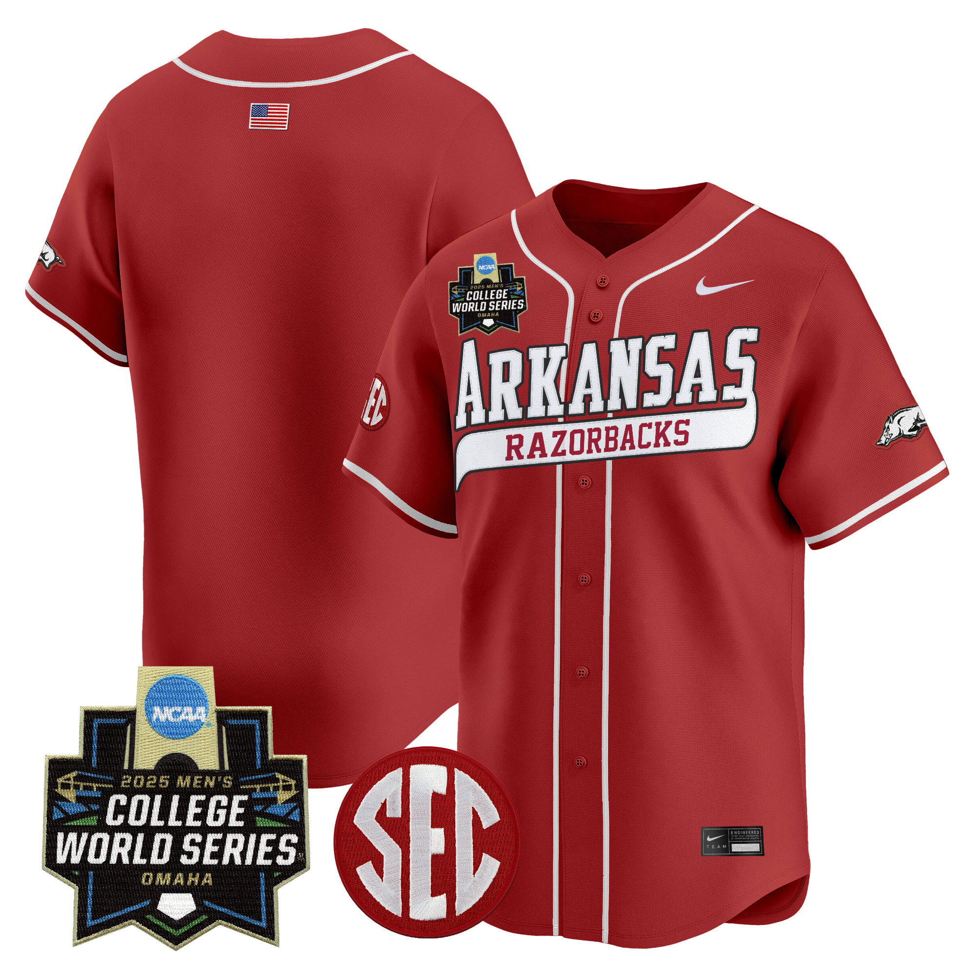 Youth's Arkansas Razorbacks 2025 World Series Vapor Premier Limited Jersey - All Stitched