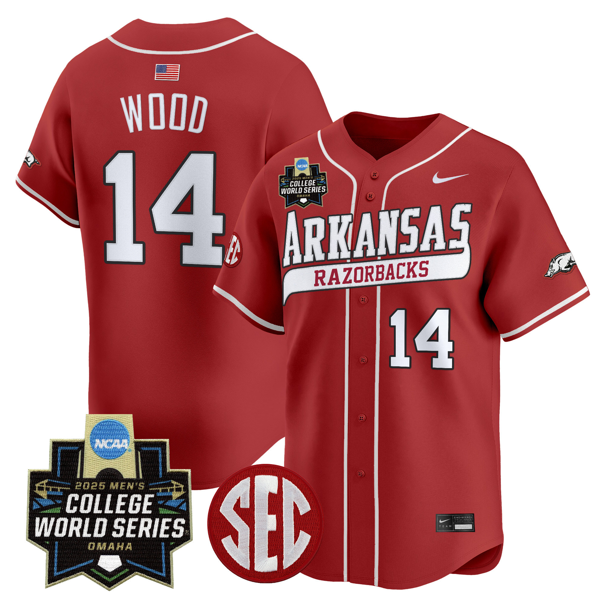 Youth's Arkansas Razorbacks 2025 World Series Vapor Premier Limited Jersey - All Stitched