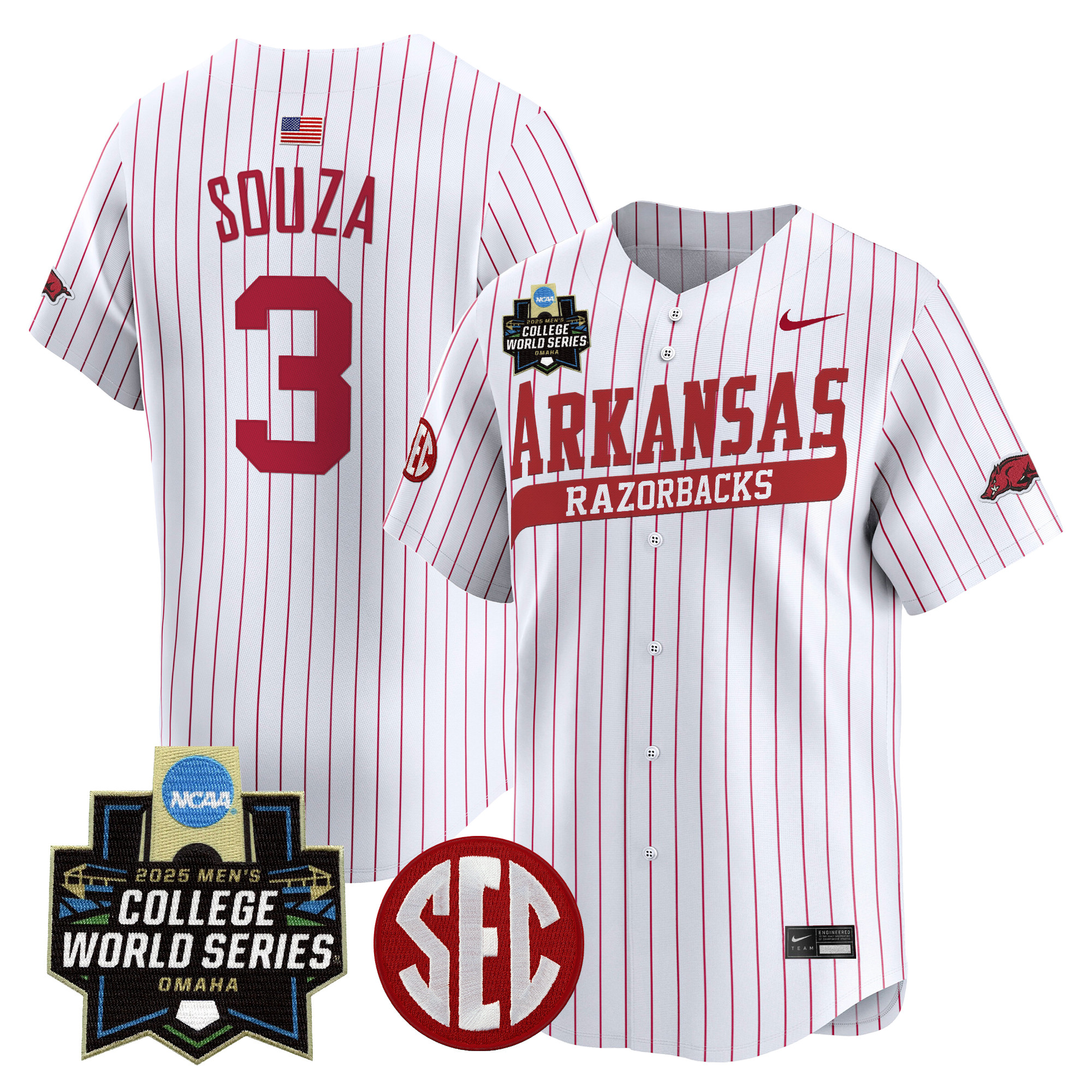 Youth's Arkansas Razorbacks 2025 World Series Vapor Premier Limited Jersey - All Stitched