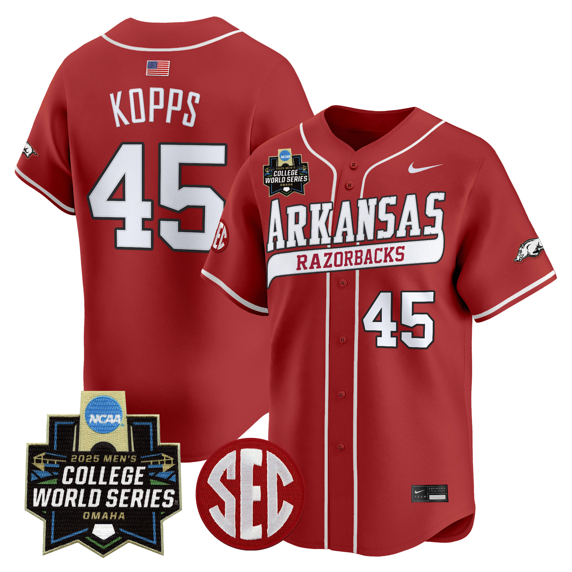 Youth's Arkansas Razorbacks 2025 World Series Vapor Premier Limited Jersey - All Stitched