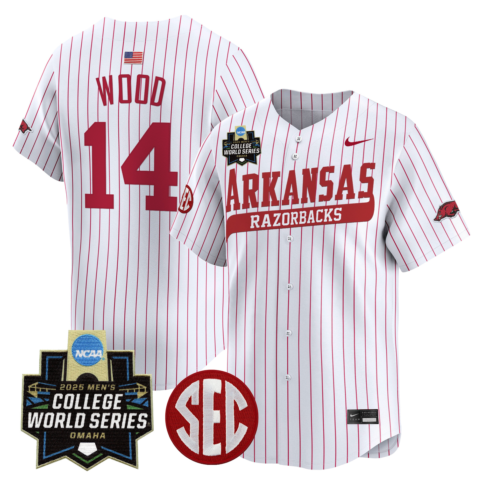 Youth's Arkansas Razorbacks 2025 World Series Vapor Premier Limited Jersey - All Stitched