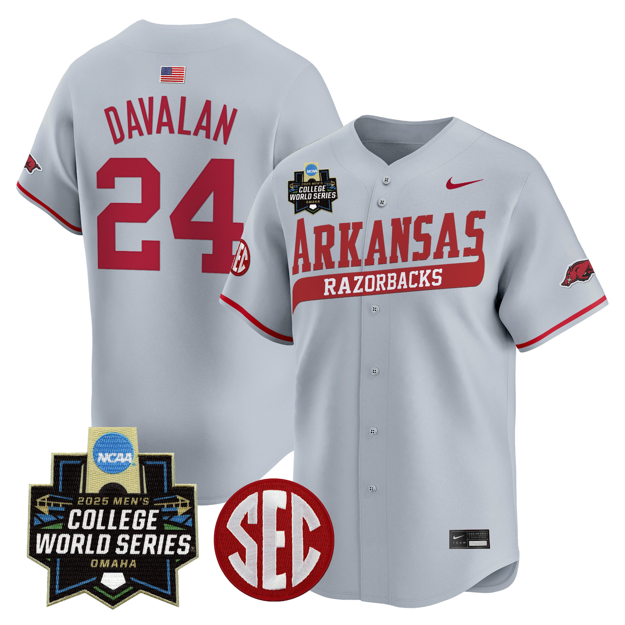 Youth's Arkansas Razorbacks 2025 World Series Vapor Premier Limited Jersey - All Stitched