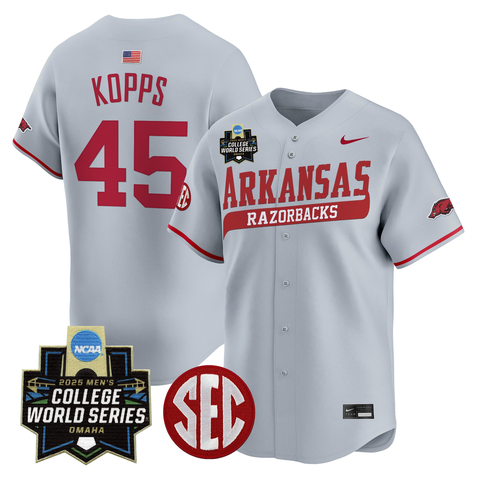 Youth's Arkansas Razorbacks 2025 World Series Vapor Premier Limited Jersey - All Stitched