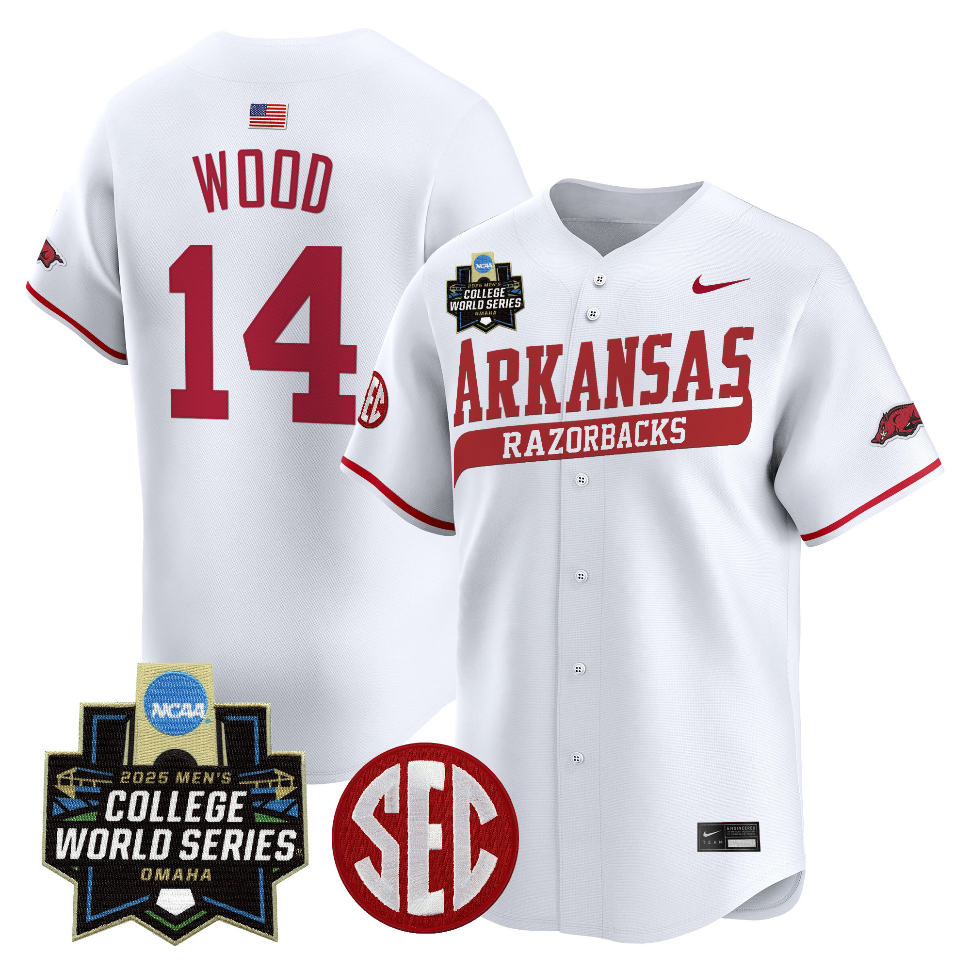 Youth's Arkansas Razorbacks 2025 World Series Vapor Premier Limited Jersey - All Stitched