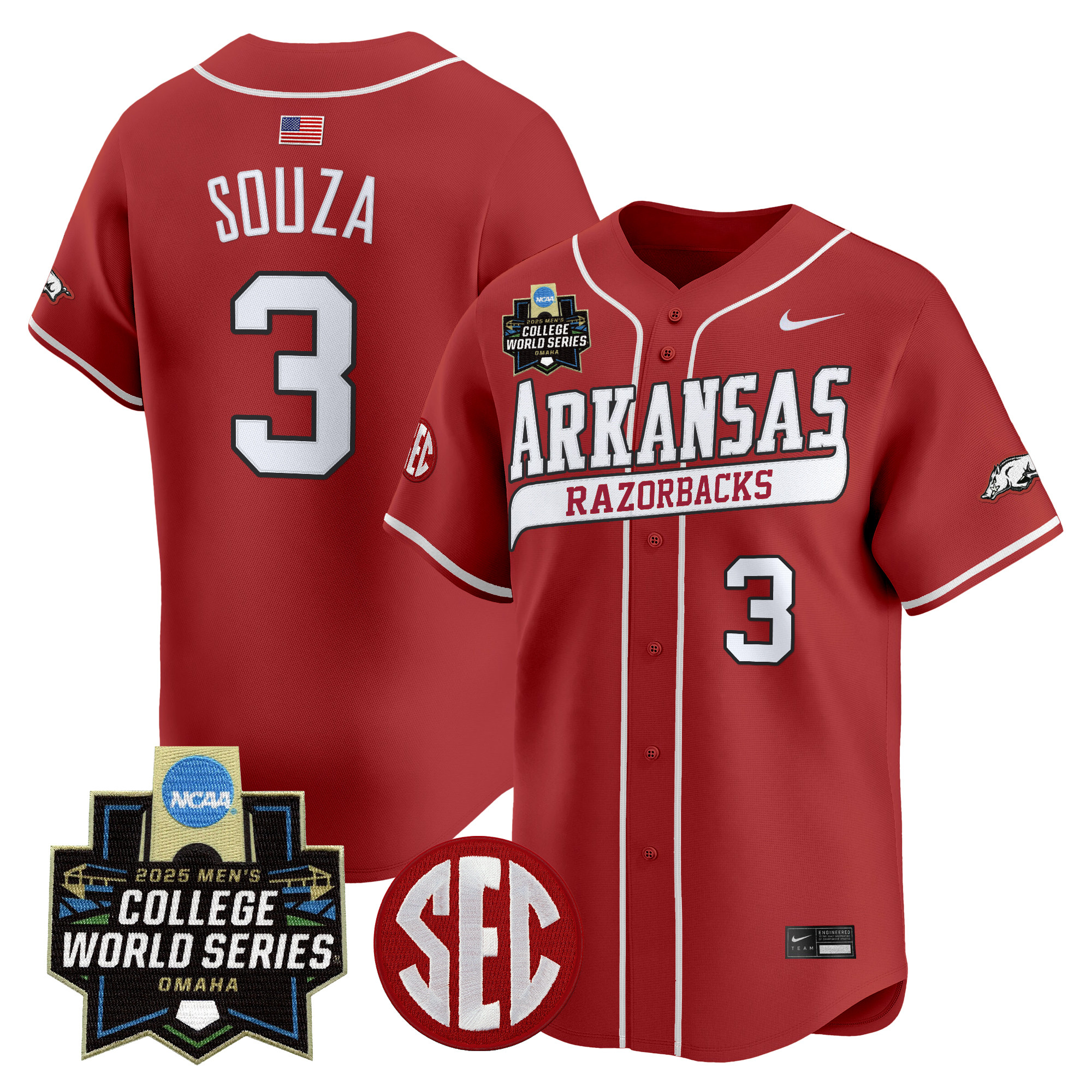 Youth's Arkansas Razorbacks 2025 World Series Vapor Premier Limited Jersey - All Stitched