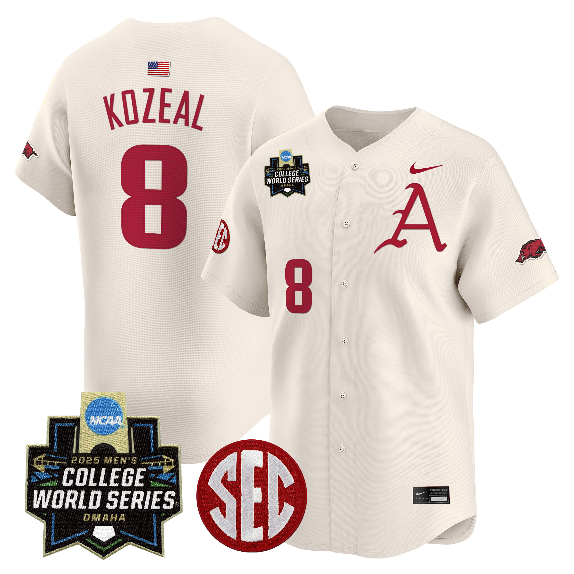 Youth's Arkansas Razorbacks 2025 World Series Vapor Premier Limited Jersey - All Stitched