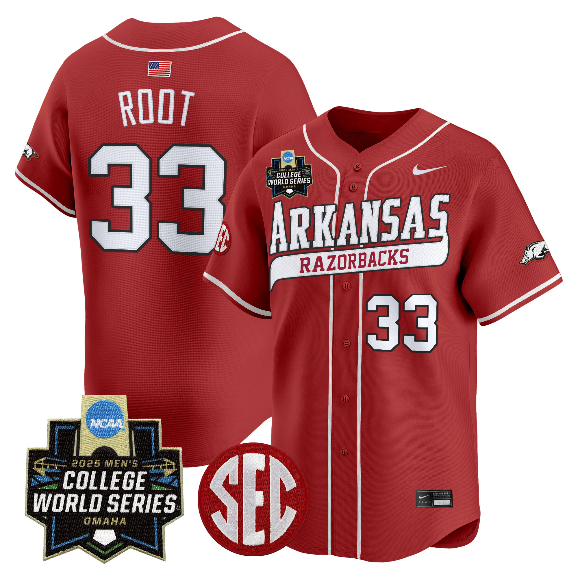 Youth's Arkansas Razorbacks 2025 World Series Vapor Premier Limited Jersey - All Stitched