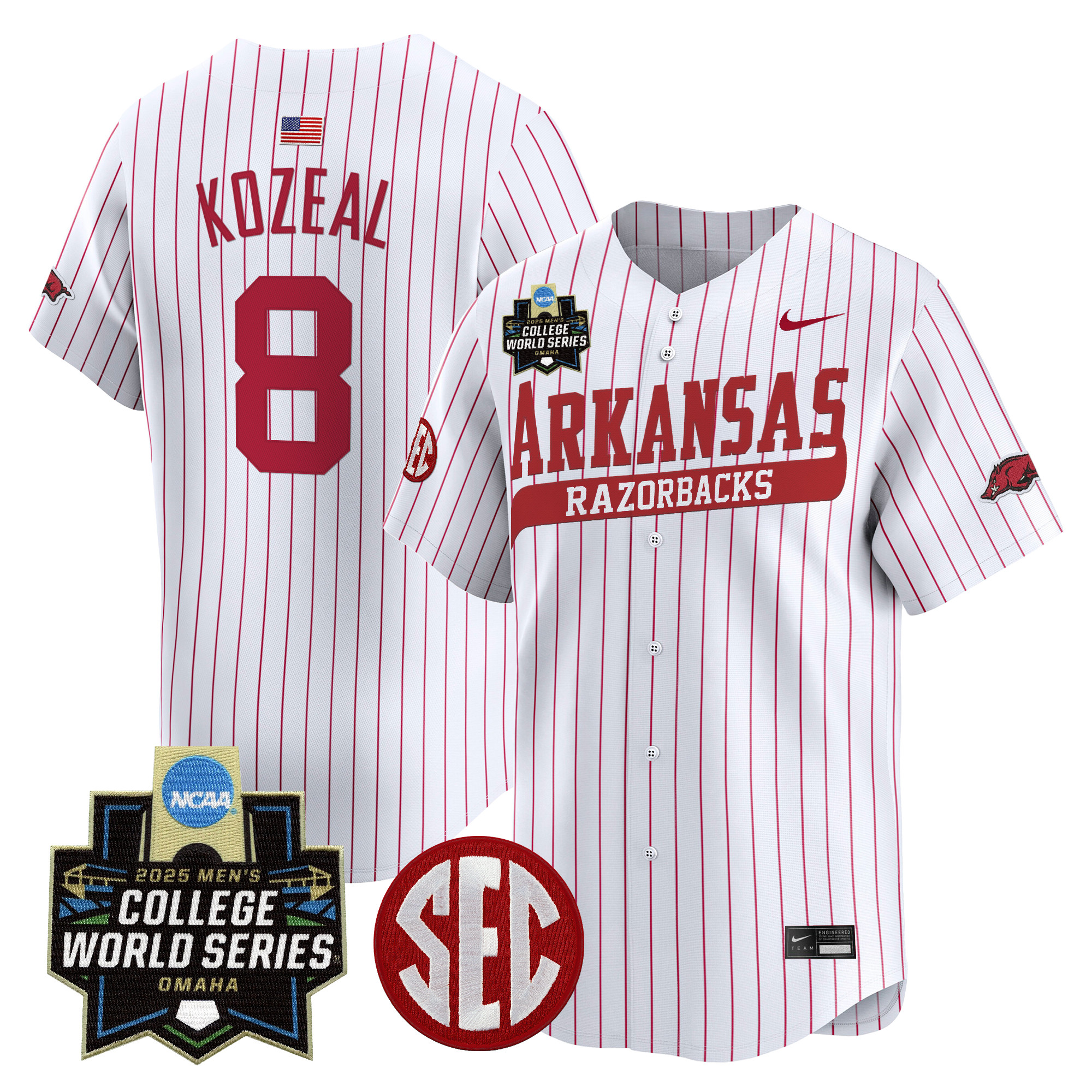 Youth's Arkansas Razorbacks 2025 World Series Vapor Premier Limited Jersey - All Stitched