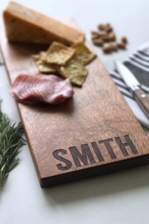 Personalized Cheese Board Custom Engraved Charcuterie Board, Unique Handmade Serving Tray with Last Name for Wedding Gifts