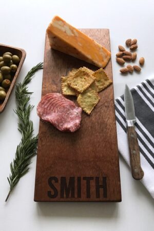 Personalized Cheese Board Custom Engraved Charcuterie Board, Unique Handmade Serving Tray with Last Name for Wedding Gifts