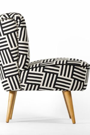 Vintage Black and White Cocktail Chair A Timeless Masterpiece Restored to Pristine Elegance