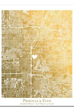 Personalized City Map A Bespoke Gift for Couples, Capturing Memories in Gold Foil