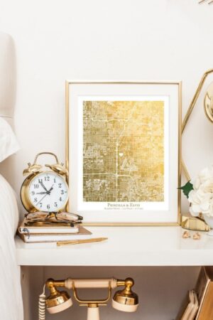 Personalized City Map A Bespoke Gift for Couples, Capturing Memories in Gold Foil