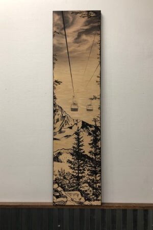 Winter Chairlift Artwork Capture the Thrill of the Slopes with Our Wood Art