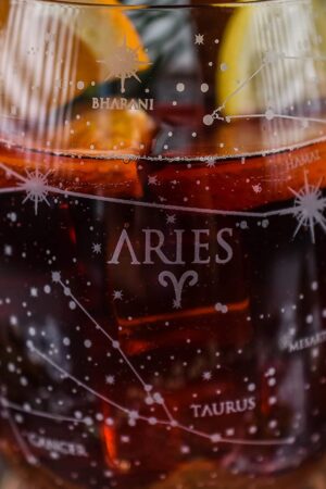 Aries Etched Stemless Wine Glasses Celestial Sips for the Ram