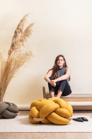 Luxurious Vegan Suede Desert Knot Floor Cushion Elevate Your Home with a Modern Oasis