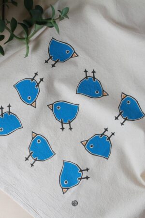 Flour Sack Tea Towel with Charming Bird Motif