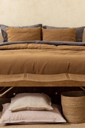 Indulge in Regal Slumber Cinnamon Spice Linen Bedding Set for Unparalleled Comfort