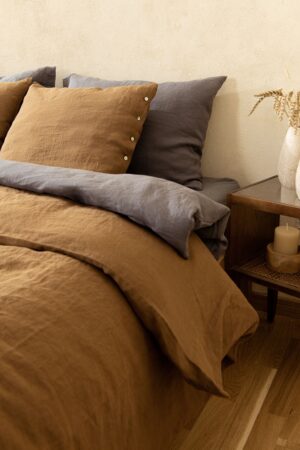 Indulge in Regal Slumber Cinnamon Spice Linen Bedding Set for Unparalleled Comfort