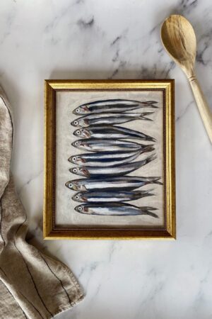 Sardines Art Print Unframed Oil Painting Still Life of Sardines for French Kitchen or Restaurant Fish Decor