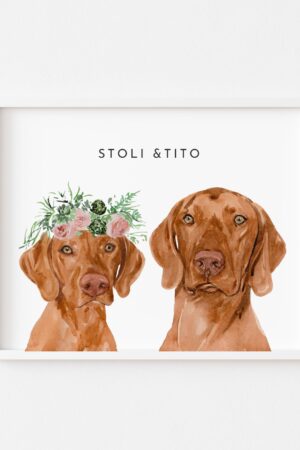 Personalized Watercolor Masterpiece Capture the Bond of Your Beloved Pets