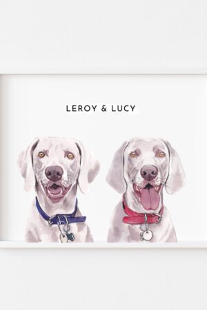 Personalized Watercolor Masterpiece Capture the Bond of Your Beloved Pets