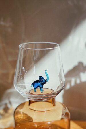 Captivating Blue Elephant Drinking Glass A Safari-Inspired Sip of Elegance