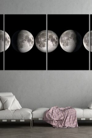 Celestial Tapestry Moon Phase Canvas Art for Lunar-Inspired Home Decor