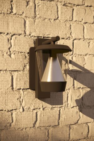 Illuminate Your Outdoors with Modern Elegance Farmhouse Wall Lantern with Integrated LEDs and Reflective Cone