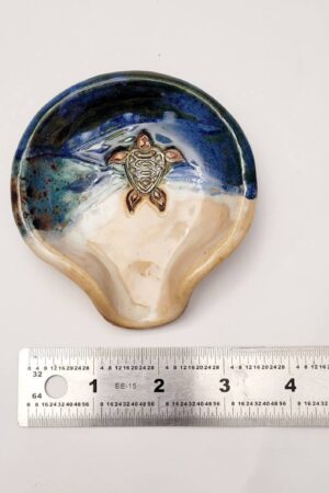 Blue Sea Turtle Spoon Rest and Teabag Holder Handmade Ocean-Themed Pottery for Coastal Decor