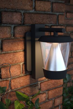 Illuminate Your Outdoors with Modern Elegance Farmhouse Wall Lantern with Integrated LEDs and Reflective Cone