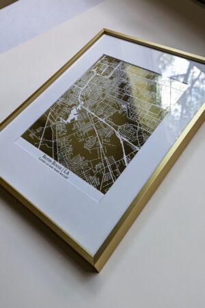 Personalized City Map A Bespoke Gift for Couples, Capturing Memories in Gold Foil