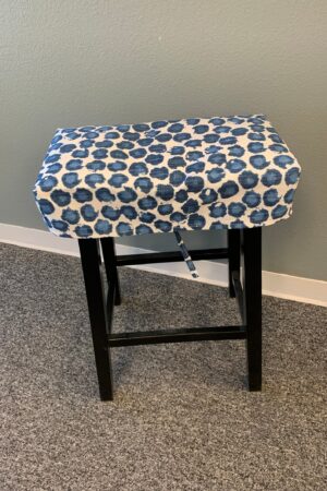 Prussian Blue and White Canvas Saddle Stool Seat Slipcover Elevate Your Kitchen Counter with Coastal Charm