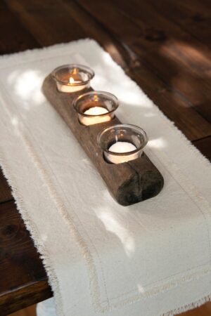 Rustic Farmhouse Table Runner Handcrafted Charm with Frayed Edges