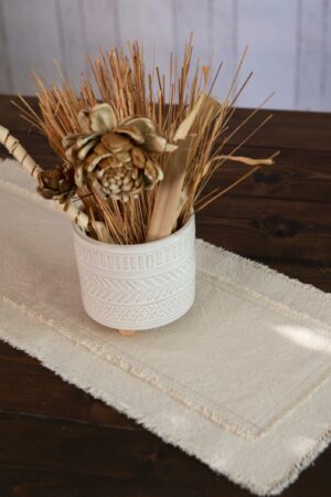 Rustic Farmhouse Table Runner Handcrafted Charm with Frayed Edges