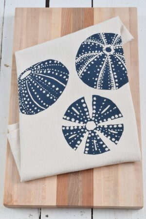 Organic Cotton Tea Towel Sea Urchin Print - Eco-Friendly Kitchen Decor, Perfect Hostess Gift