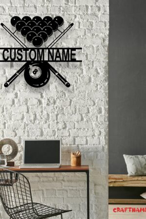 Personalized Billiards Metal Wall Art with LED Light Elevate Your Game Room with Illuminated Style