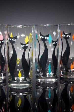 Atomic Cat Mid-Century Modern Cocktail Glasses for a Retro-Chic Bar