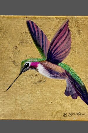 Handcrafted Hummingbird Gold Leaf Painting Illuminate Your Walls with Nature's Grace