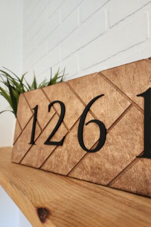 Modern Herringbone Address Sign Elevate Your Home's Curb Appeal with Style