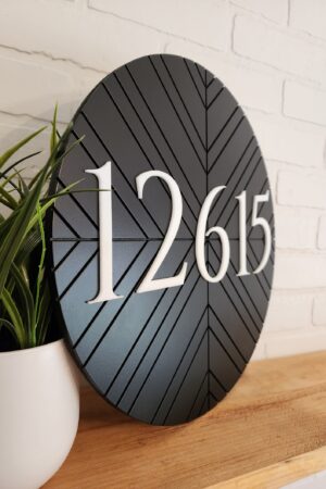 Modern Geometric Round Address Sign Elevate Your Home's Curb Appeal with Style