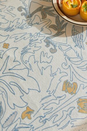 William Morris Blue Hand-Drawn Minimalist Forest Tablecloth Elevate Your Dining Experience with Rustic Charm