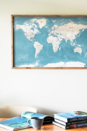 Personalized Travel Map Pin Your Adventures on a Modern World Map Print #WPM01