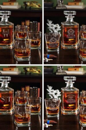 Personalized Bourbon Decanter Set Elevate Your Spirits with Engraved Decanter and Glasses