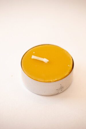 100% Pure Beeswax Tea Light Candles Natural, Handmade, Unscented with Honey Scent (4-Hour Burn Time)