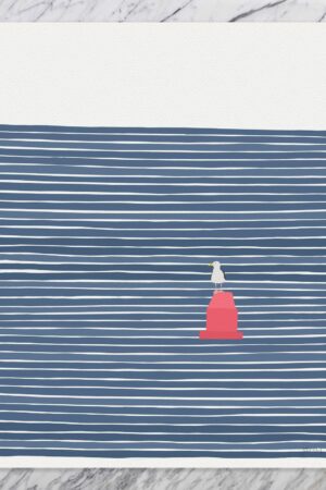 Seagull on a Red Buoy Art Print by Jorey Hurley - Signed and Printed - Unframed or Framed (230611)