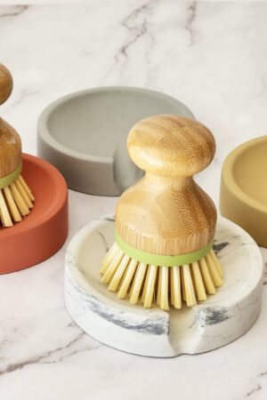 Concrete Haven Self-Draining Scrub Brush Holder for a Pristine Kitchen